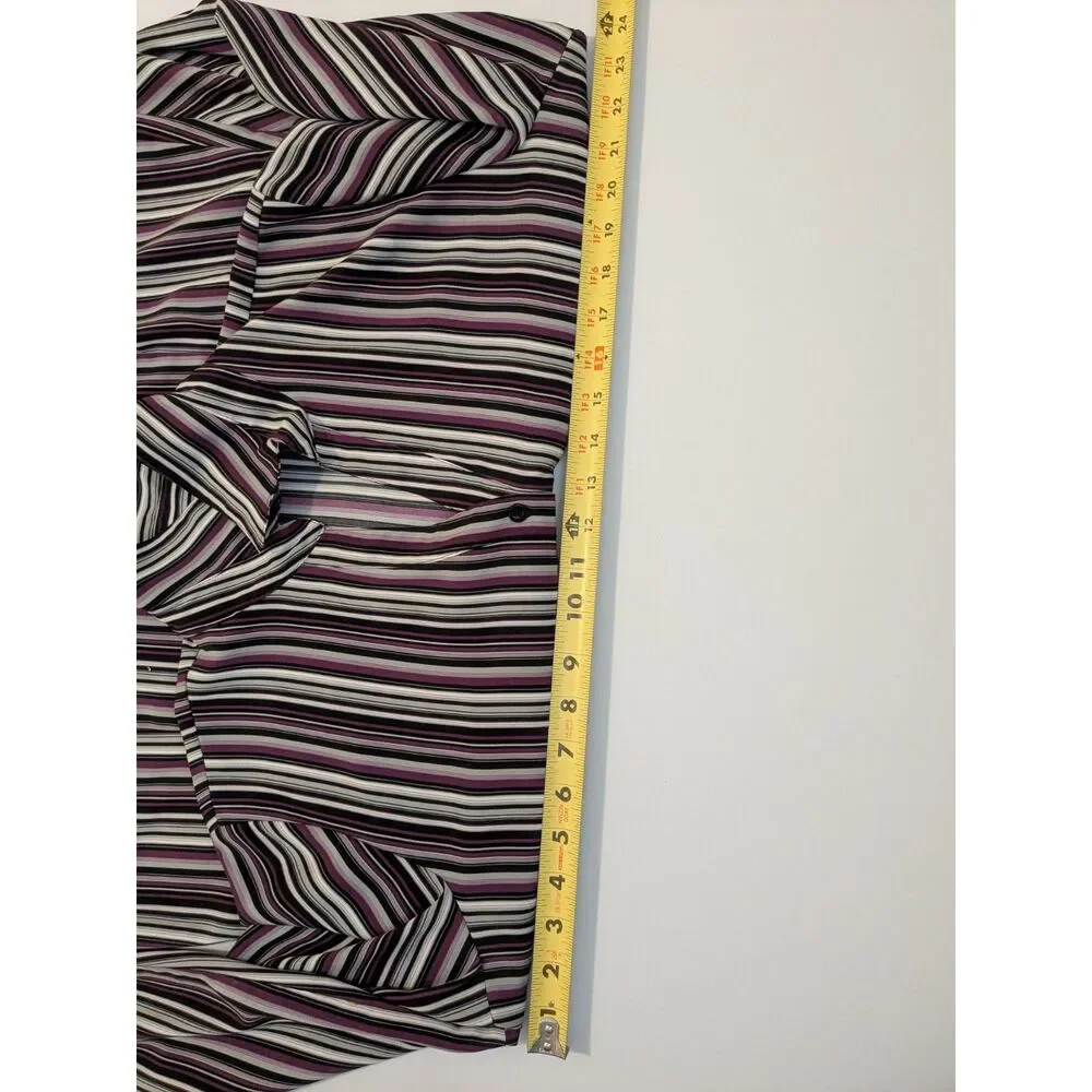 Dressbarn XL Striped Button-Down Blouse - Purple Black White - 90s/Y2K Era - Picture 5 of 8